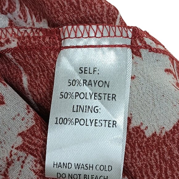 Easel Red Floral Dress Sweetheart Neckline Bubble Sleeve Ruched Bodice - Picture 12 of 13